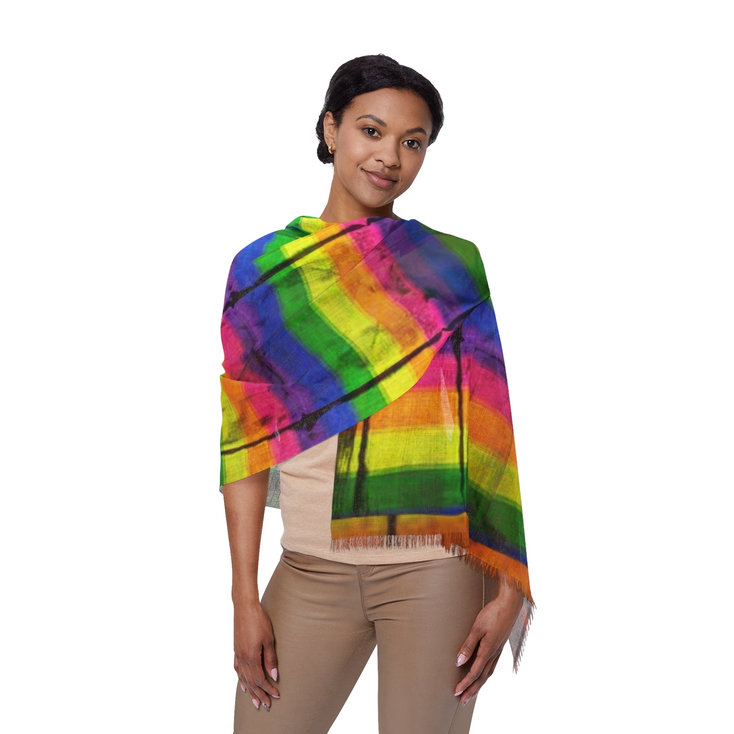 Philippines Filipino rainbow Batik inspired Light Scarf | Mindanao batik inspired rugged rainbow theme. Crisply PRINTED One sided scarf