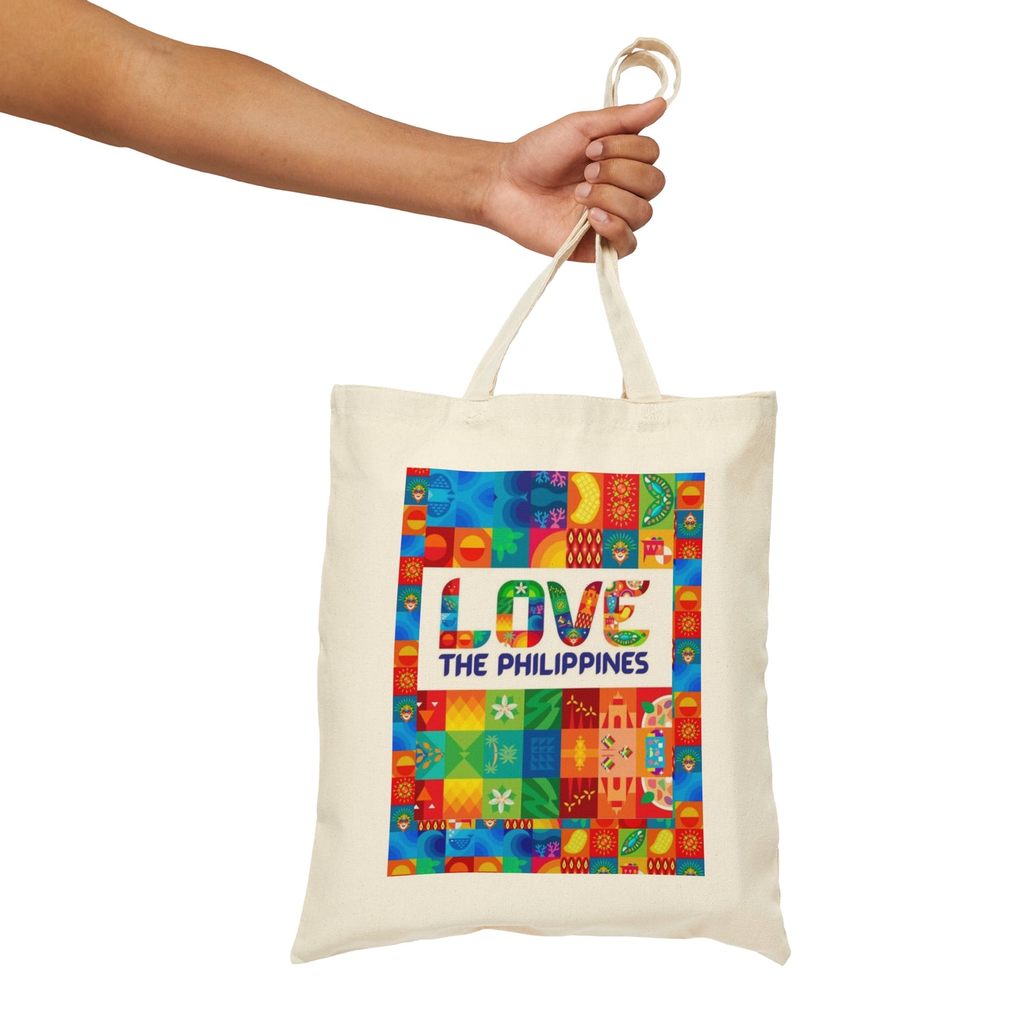 Philippines Filipino Love the Philippines Cotton Canvas Tote Bag | Crisply printed Tote Bag