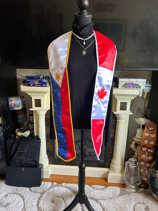 Philippines / Canada Mixed Flag Graduation Stole