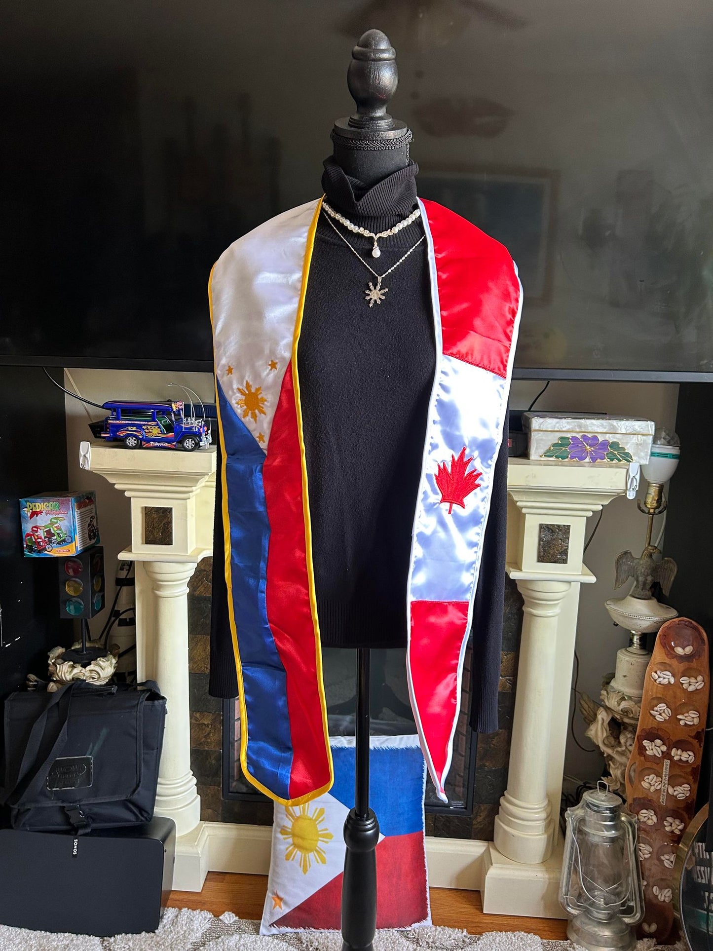 Philippines / Canada Mixed Flag Graduation Stole