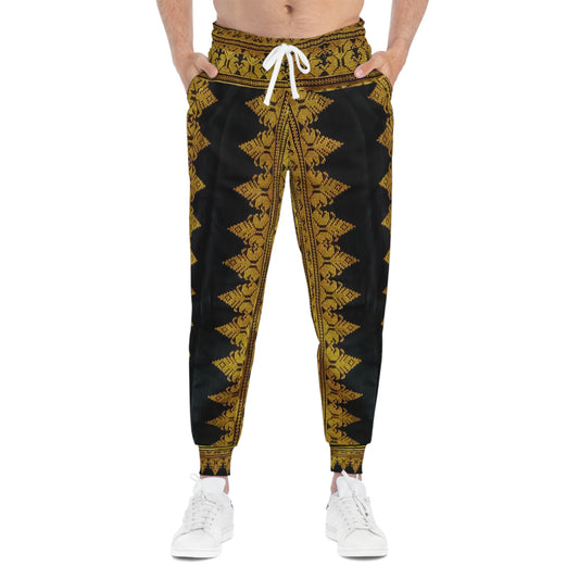Philippine Batik Inspired crisply PRINTED Athletic Joggers | Black & Gold batik theme Multi Cultural | Independence Day Attire.
