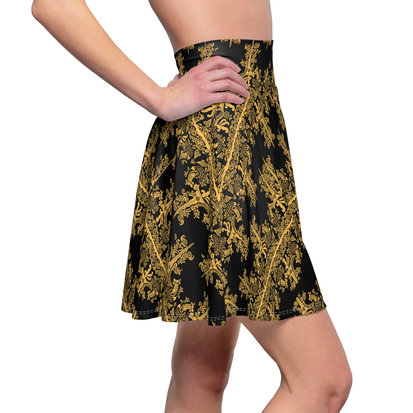 Philippines Filipino Crisply PRINTED Batik Inspired Skater Skirt |Black & Gold Muliti cultural Filipino Attire | Independence Day