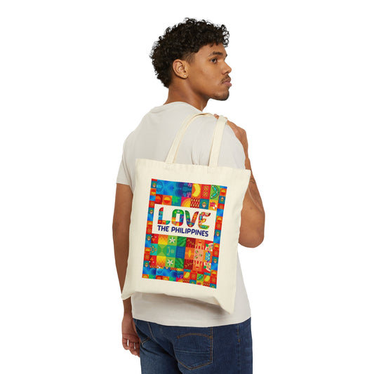 Philippines Filipino Love the Philippines Cotton Canvas Tote Bag | Crisply printed Tote Bag