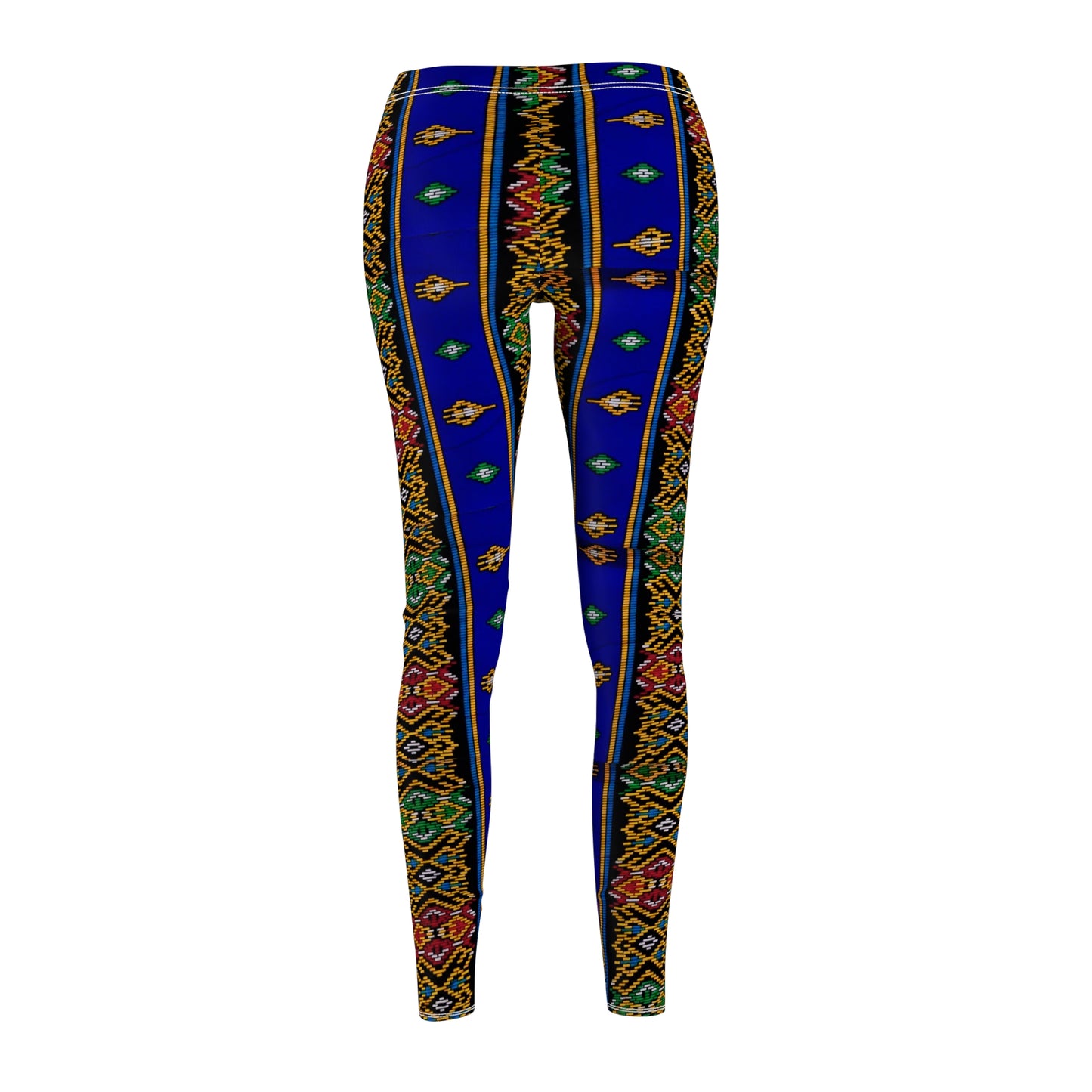 Philippines Filipino Mindanao batik Inspired Women's Cut & Sew Casual Leggings | Abstract blue themed batik Leggings
