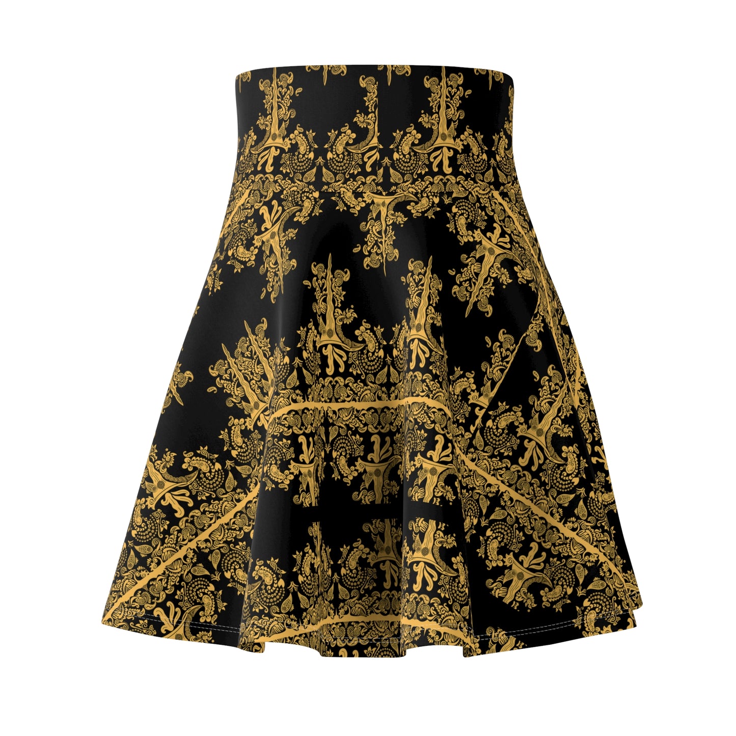 Philippines Filipino Crisply PRINTED Batik Inspired Skater Skirt |Black & Gold Muliti cultural Filipino Attire | Independence Day