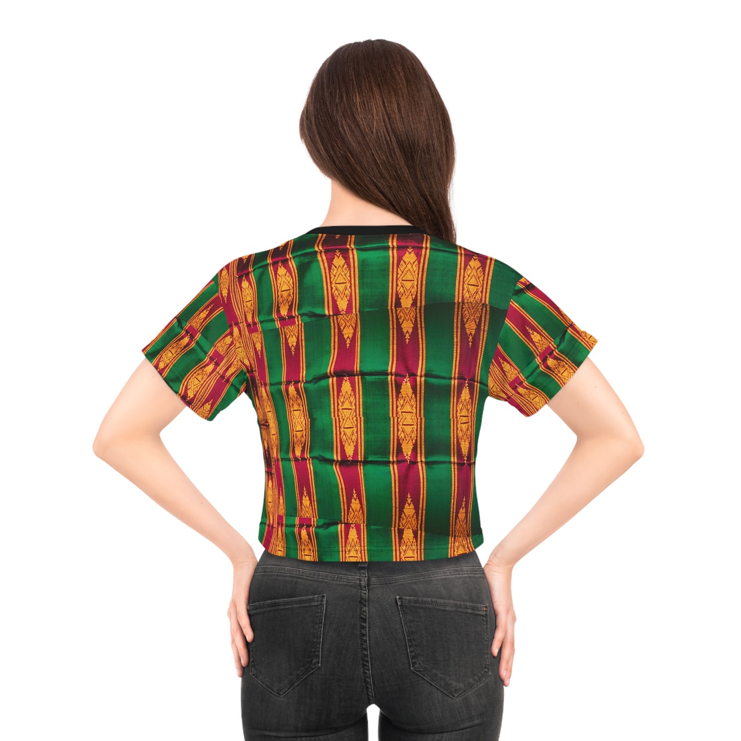 Philippines Filipino Mindanao Batik Inspired Crop Tee | Philippine womens Crsiply Printed Crop Shirt