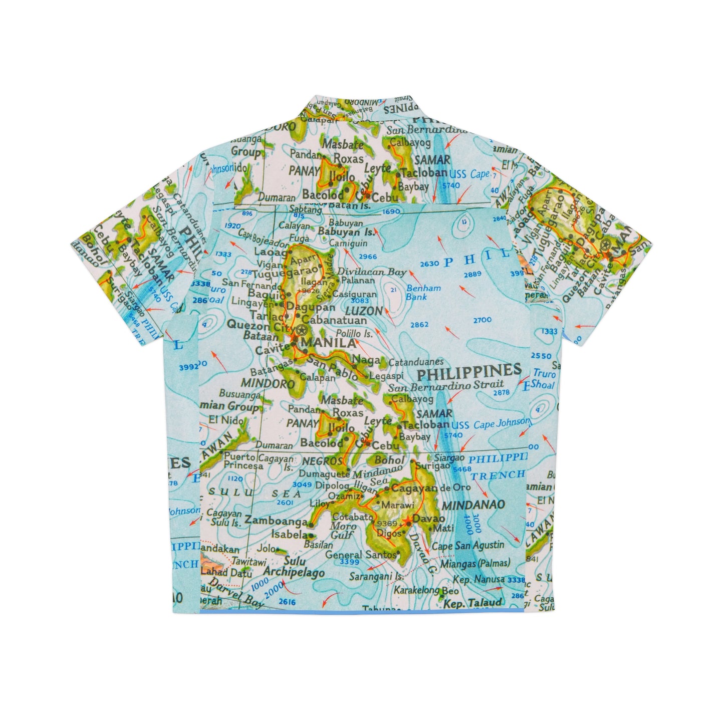 Philippine Map Inspired Men's Hawaiian Shirt | Multi Cultural Mens Costume | Philippine Independence day Celebration