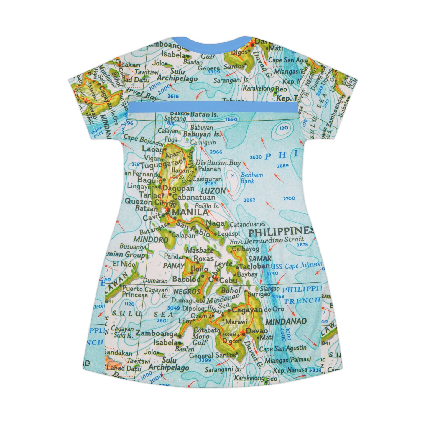 Philippine Map inspired , Blue T-Shirt Dress | Multi-Cultural Costume | Philippine Independence Day Clothing