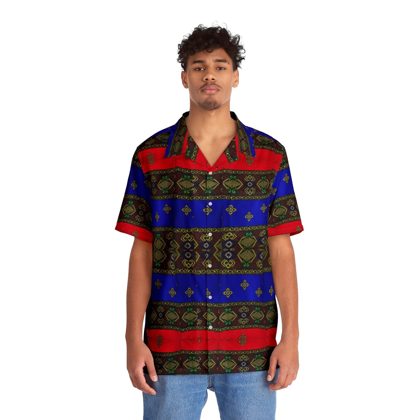 Phiippines Filipino Batik Inspired Men's Hawaiian Shirt |Mindanao batik Hawaiaan Polo Shirt