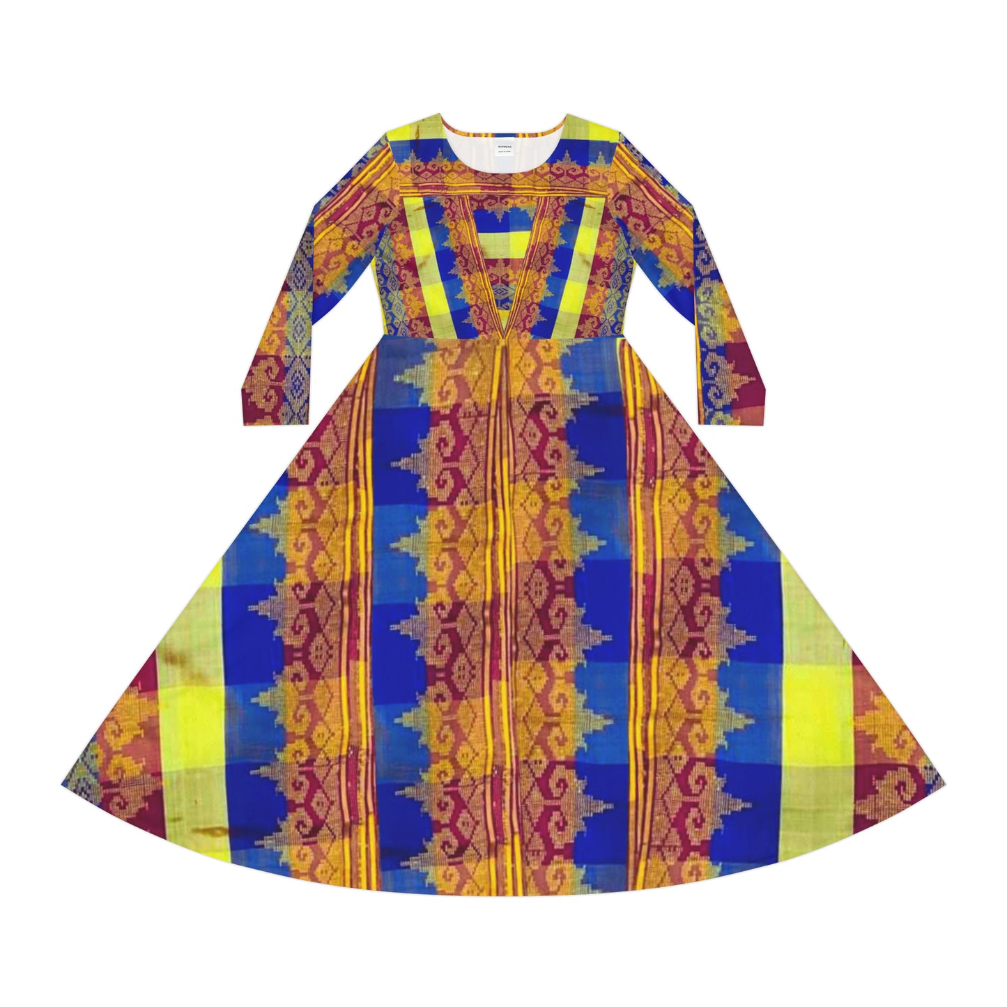 Philippines Filipino Mindanao BAtik inspired Women's Long Sleeve Dance Dress | Crisply PRINTED