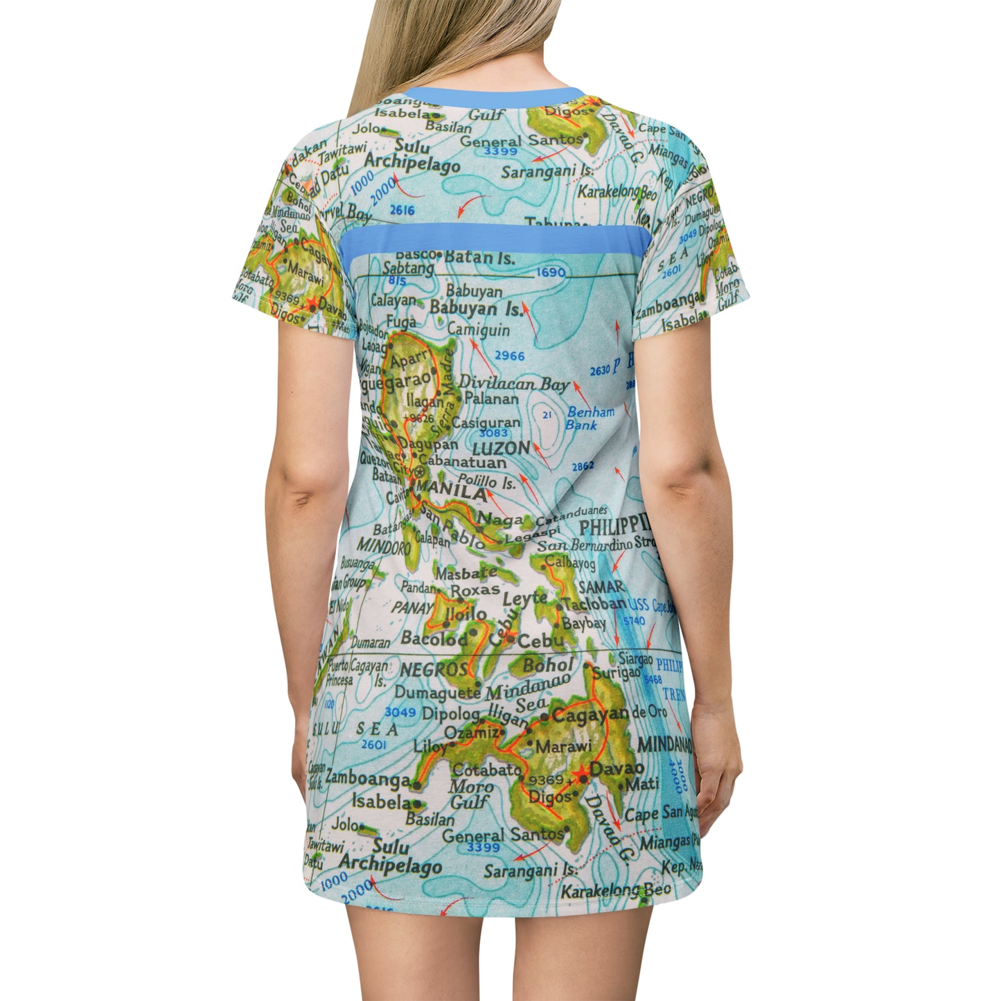 Philippine Map inspired , Blue T-Shirt Dress | Multi-Cultural Costume | Philippine Independence Day Clothing