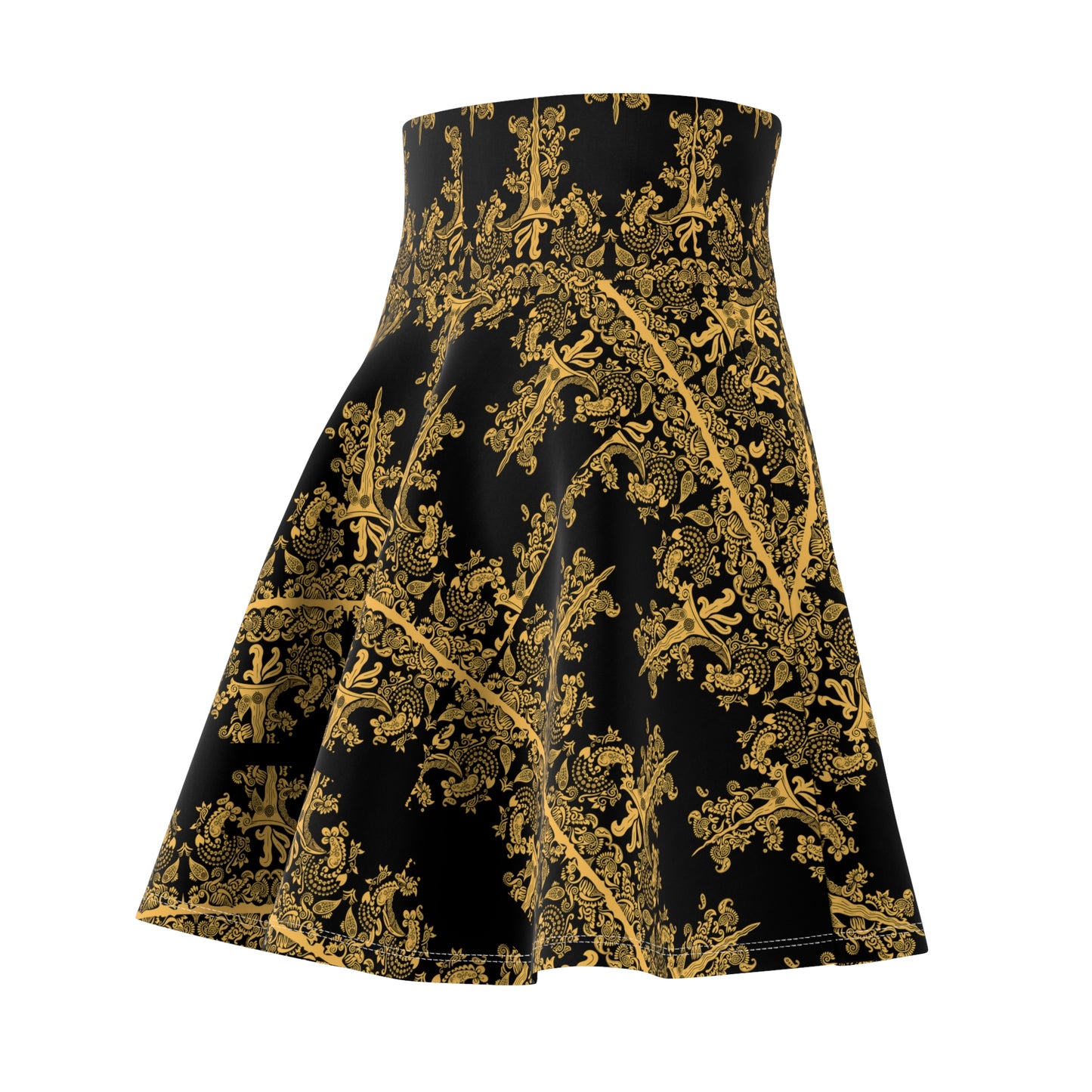 Philippines Filipino Crisply PRINTED Batik Inspired Skater Skirt |Black & Gold Muliti cultural Filipino Attire | Independence Day