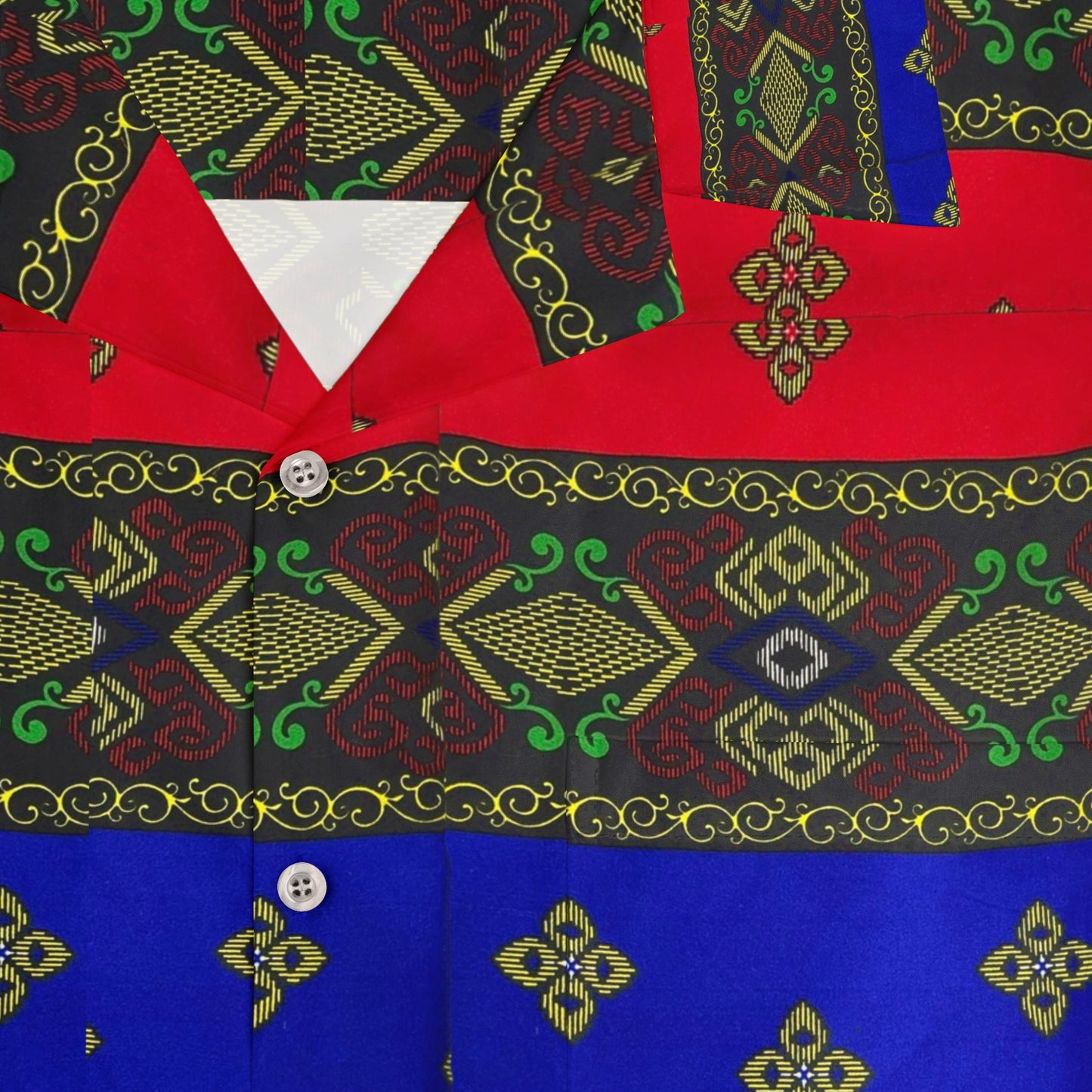 Phiippines Filipino Batik Inspired Men's Hawaiian Shirt |Mindanao batik Hawaiaan Polo Shirt