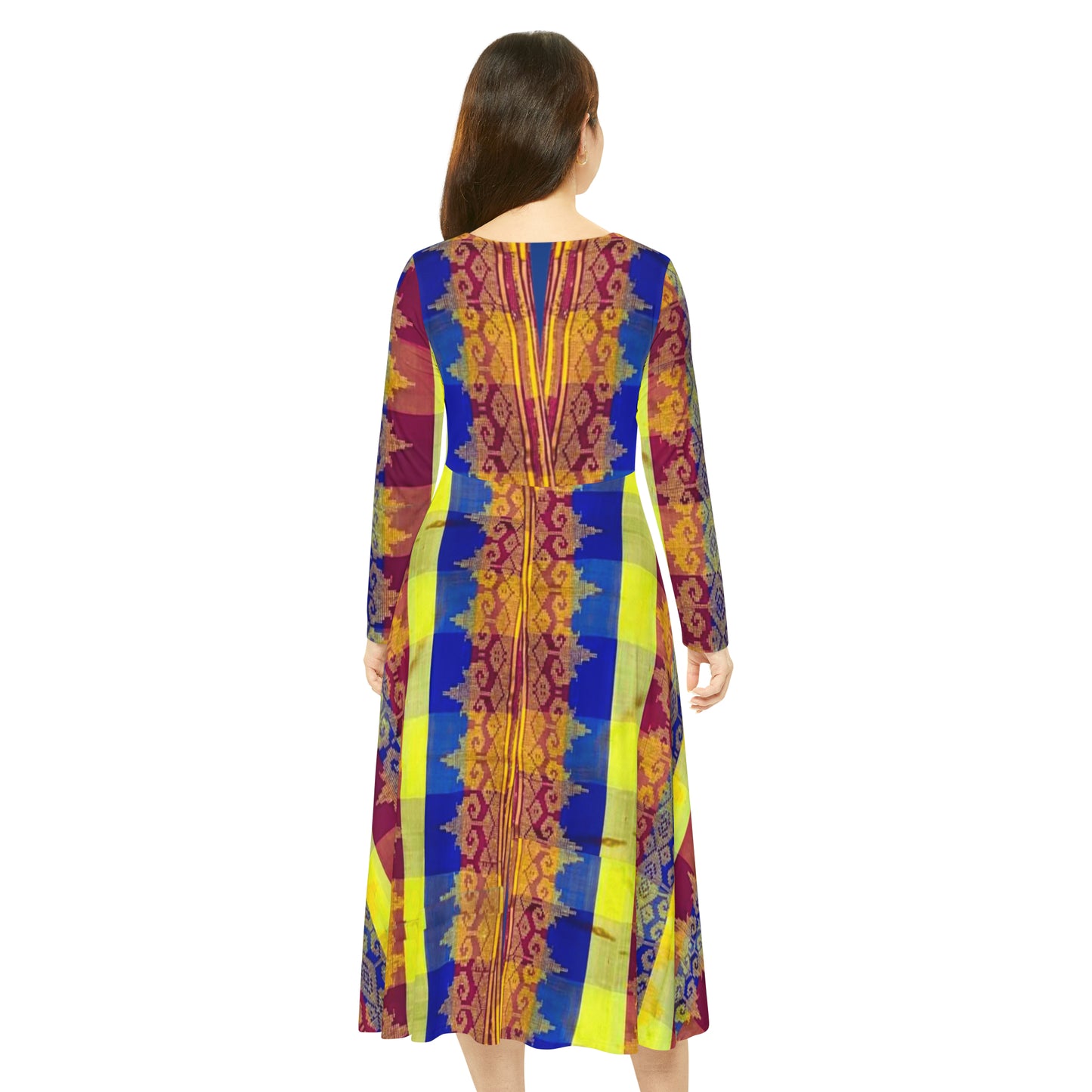 Philippines Filipino Mindanao BAtik inspired Women's Long Sleeve Dance Dress | Crisply PRINTED