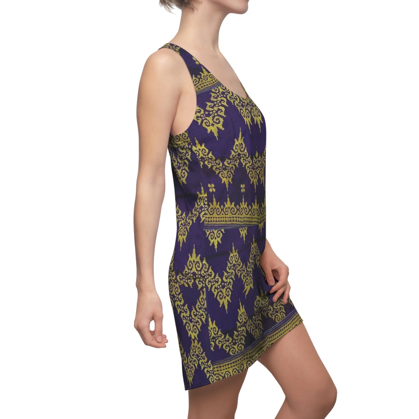 Philippines Filipino Batik Inspired Racerback Dress | Mindanao Purple Batik Crisply PRINTED Multi Cultural dress