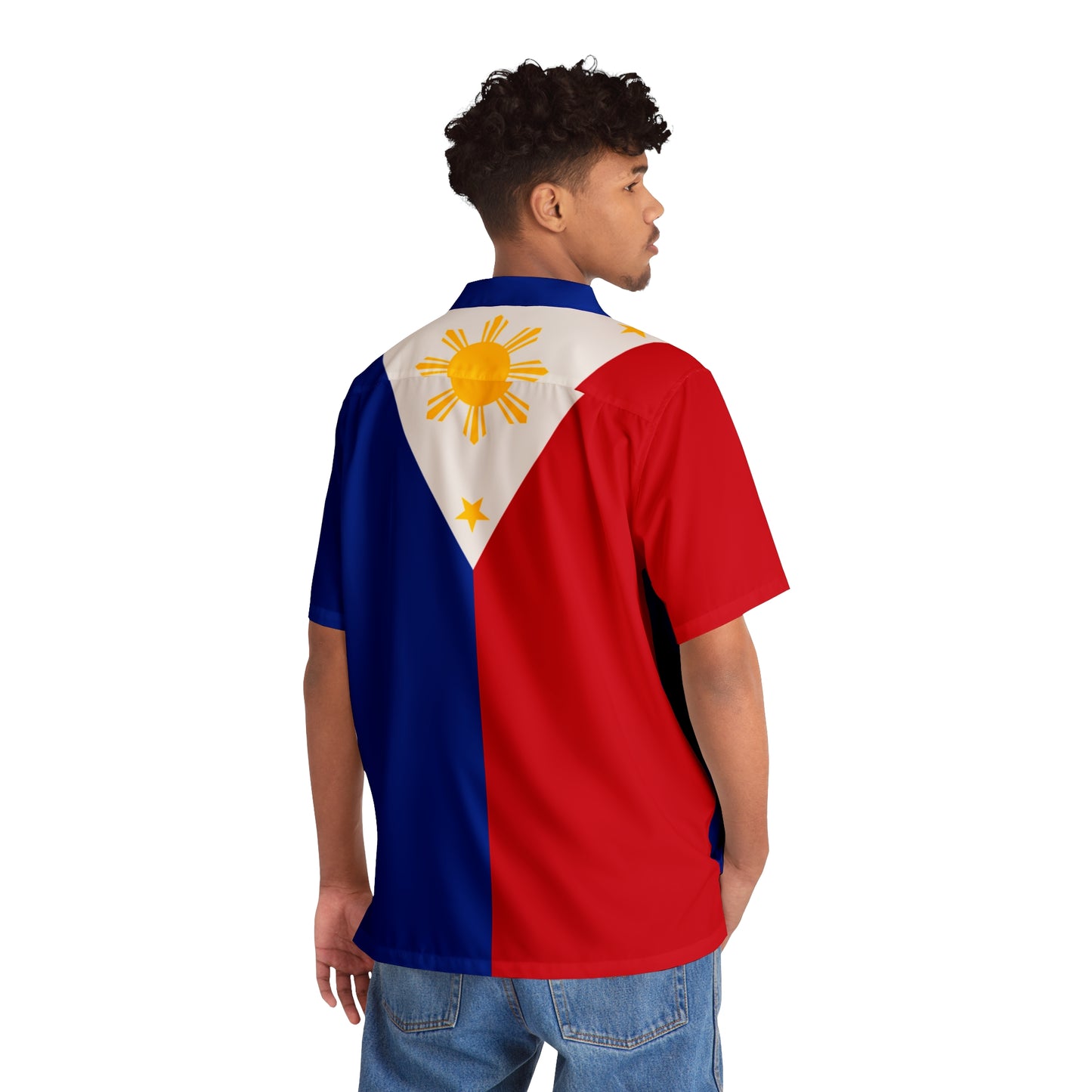 Philippines FilipinoFlag Inspired Men's Hawaiian Shirt | Multi Cultural Mens Costume | Philippine Independence day Celebration