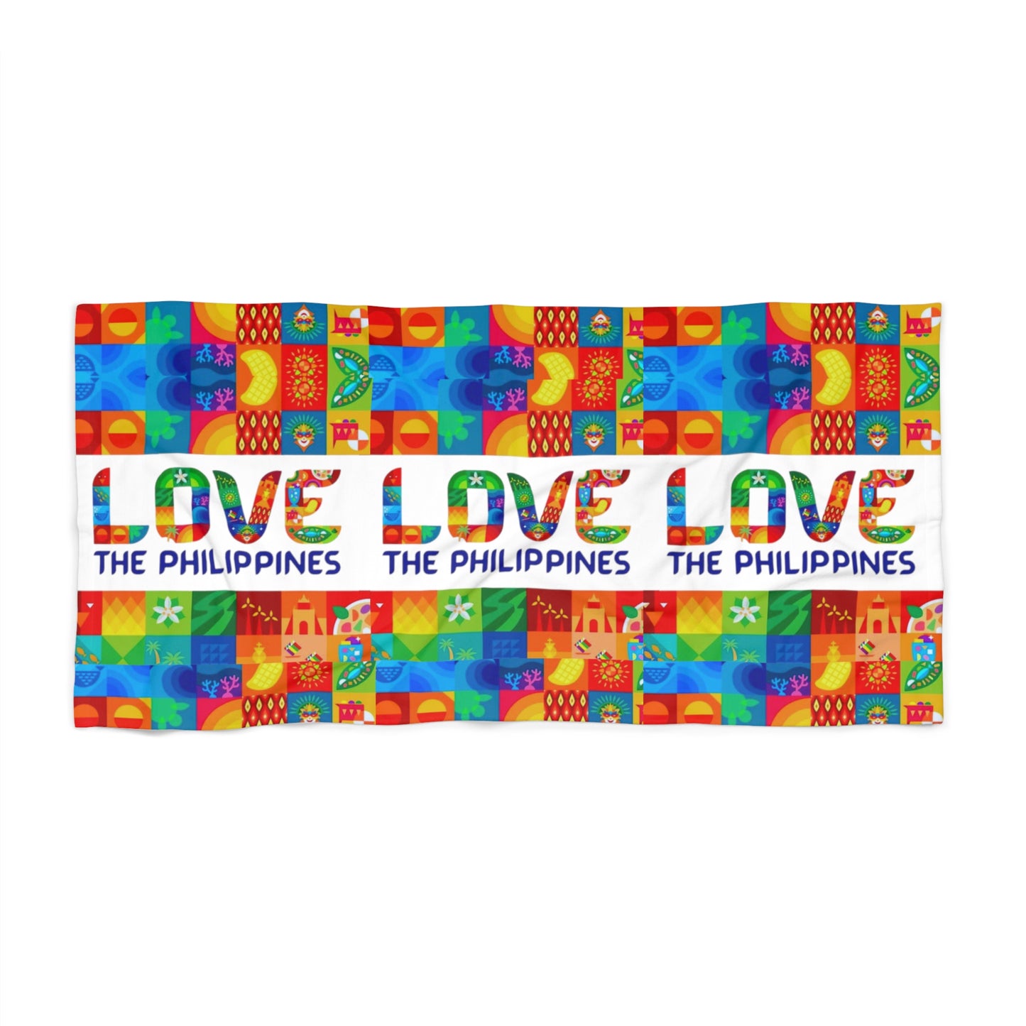 Philippines Filipino "Love the Philippines " Beach Towel Filipino Summer Beach Towel