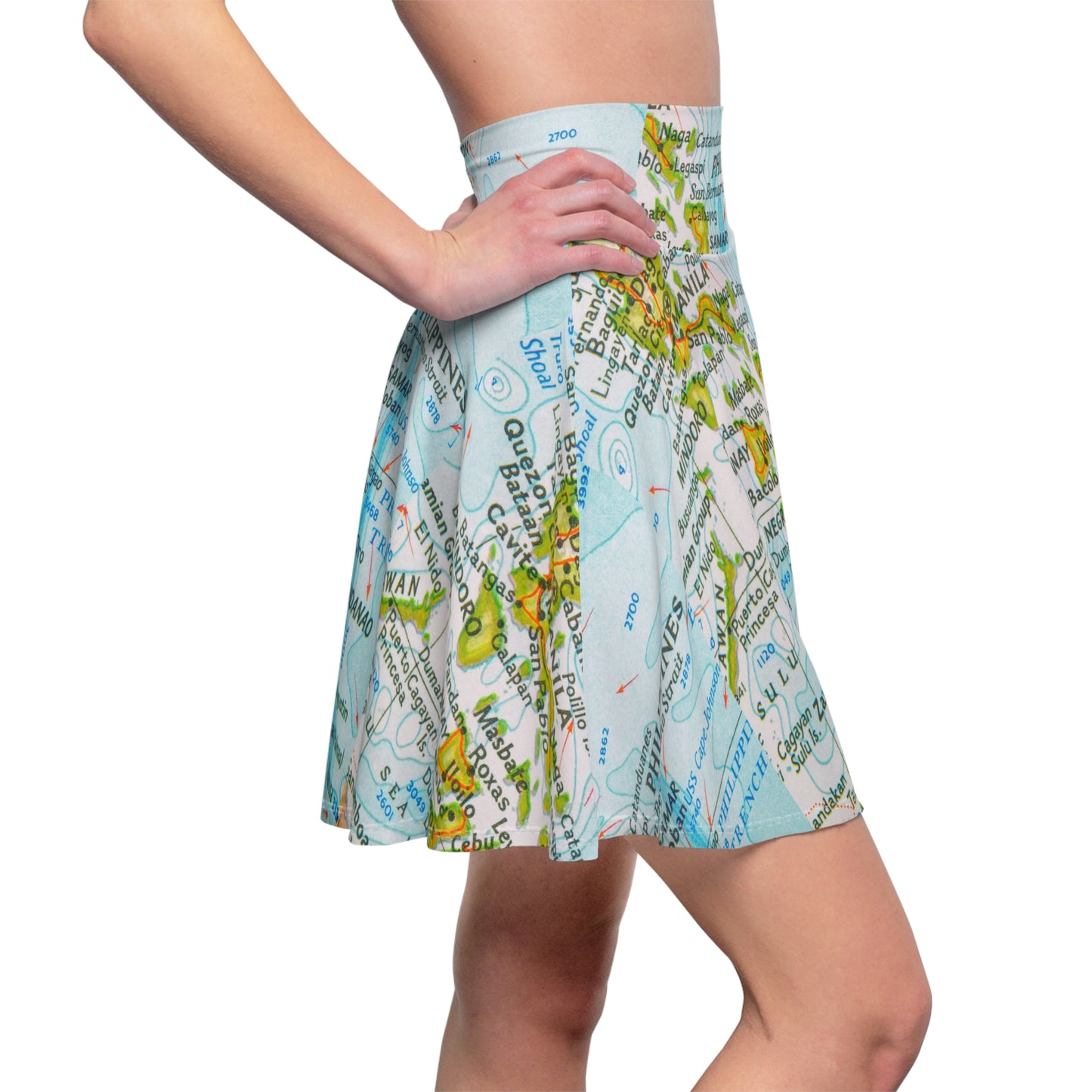 Philippine Map Women's Skater Skirt | Muliti cultural Philippine Filipino Attire | Independence Day Celebration Attire