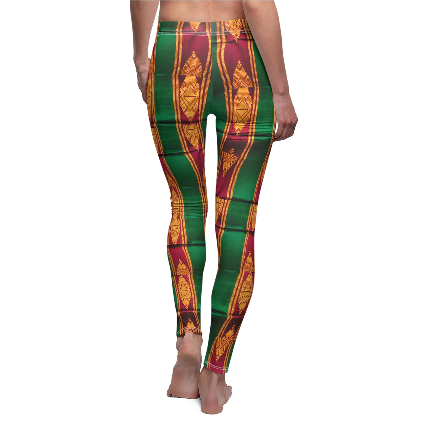 Philippines Filipino batik Mindanao Batik Inspired Women's Cut & Sew Casual Leggings | Green Abstract Batik leggings