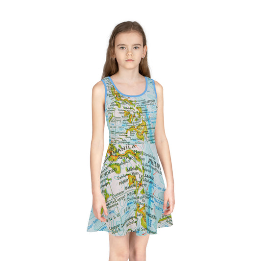 Philippine Map Sundress for kids |Filipino Culltural Sundress Girls Costume | Independence day celebration Kids Costume
