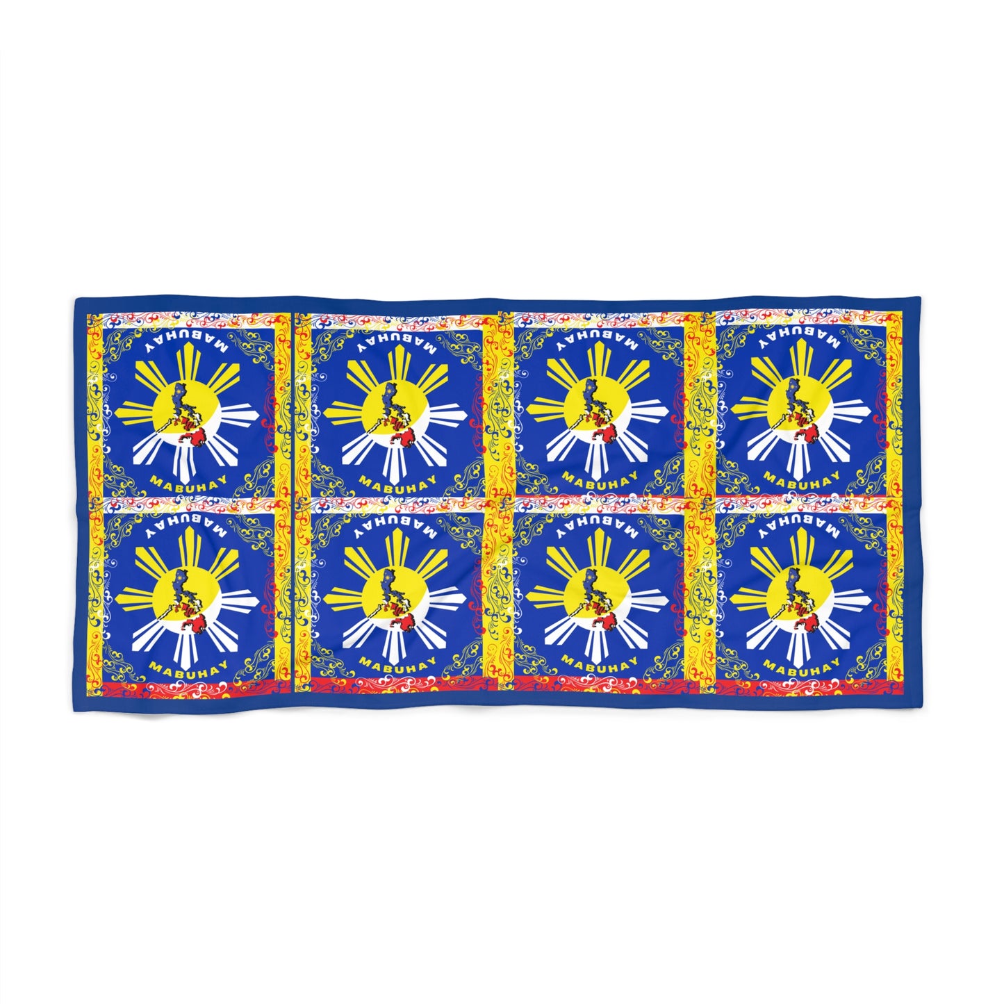 Philippine Map and Sun beach Towel | Filipino map Towel | Philippine Archipelago map summer beach towel |} Colorful Multi Printed Towel