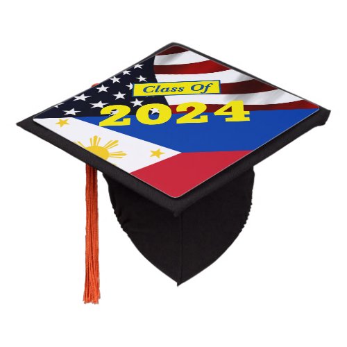 Philippine Flag Inspired Class of 2024 Graduation Hat Topper