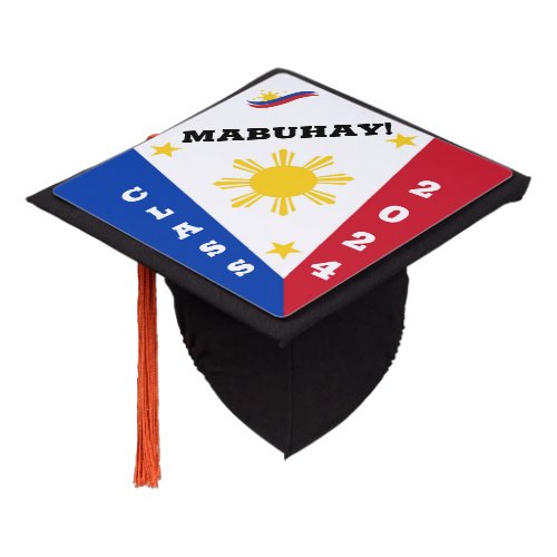 Philippine Flag Inspired Class of 2024 Graduation Hat Topper