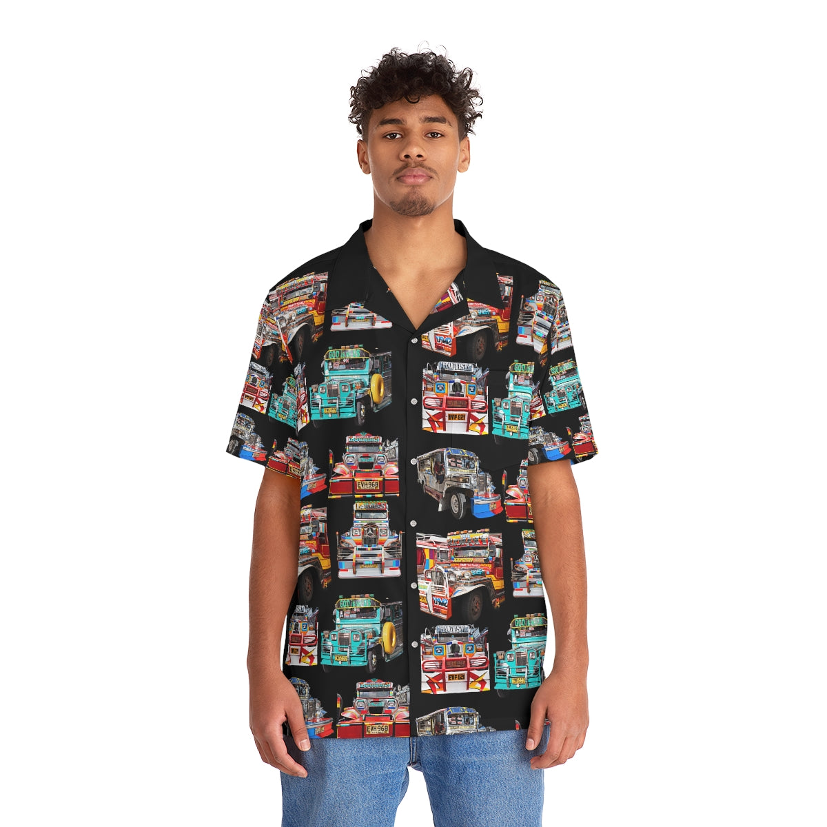 Philippines Filipino Jeepney Theme Men's Hawaiian Shirt | Filipino Pinoy Shirt| Fathers Day Hawaiian Polo Shirt | Fathers Day Gift