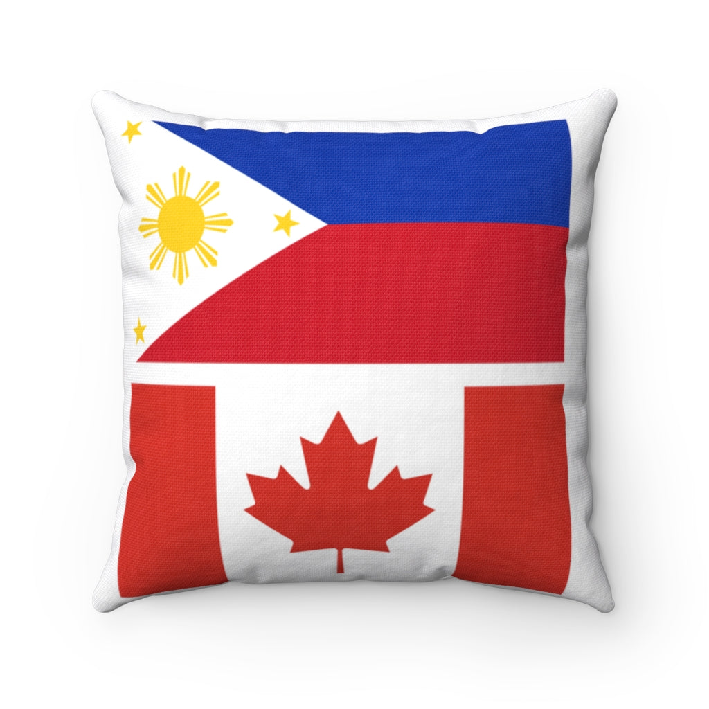 Philppine Canada Flag Throw Pillow, Spun Polyester Square Pillow, Back to Back Philippine Canada Flag