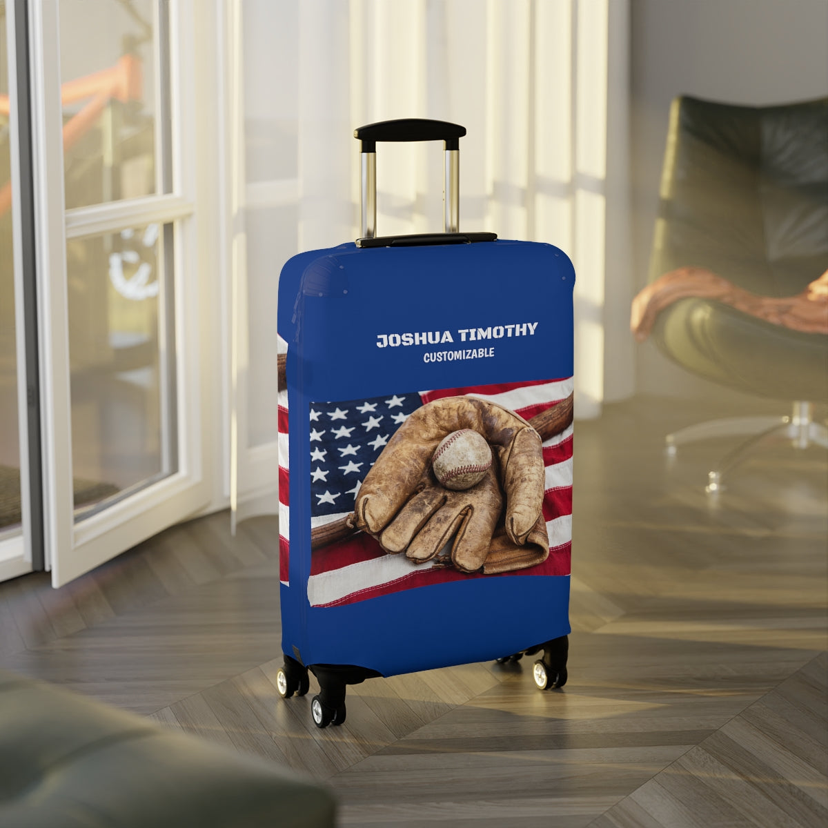 Personalized Baseball Fan Luggage Cover | Suitcase protector | Crisply Printed Washable