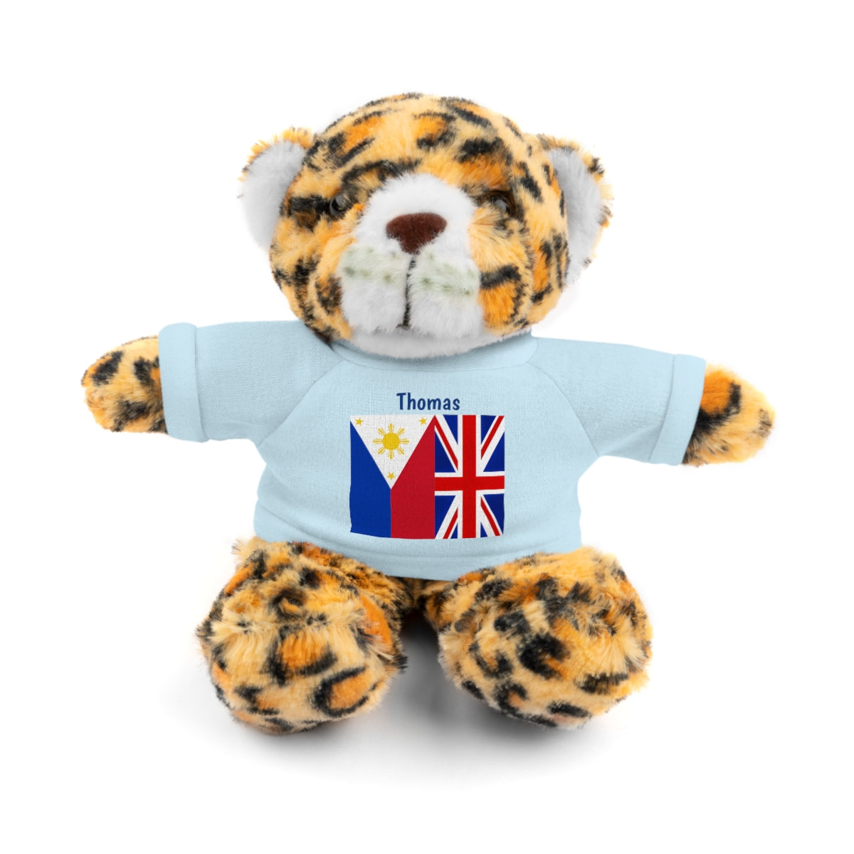 Personalized Filipino Stuffed Animal Toy with Tee | Philippines & UK Flag | Gift for kids and adults | Holiday Gifting idea