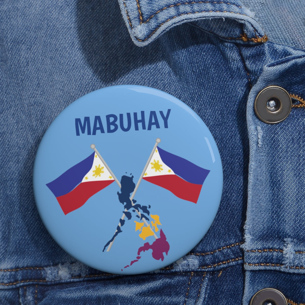 Philppines Filipino Mabuhay Custom Pin Buttons