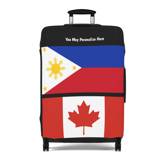 Philippines Canada Flag Luggage Cover | Personalized Suitcase Protector | Crisply Printed , Washable.