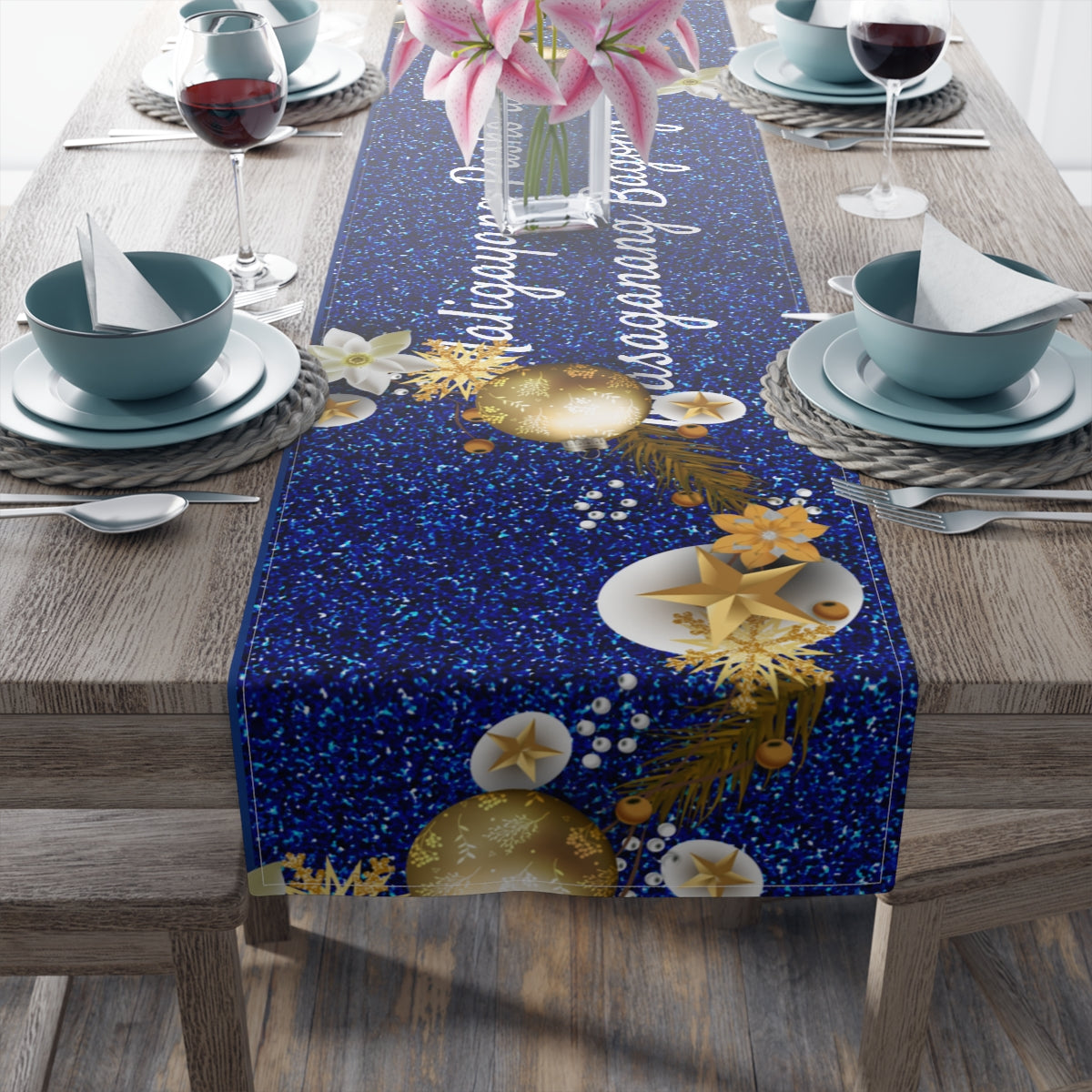 Philippines Filipino Christmas Maligayang Pasko parol themed Table Runner (Cotton, Poly)