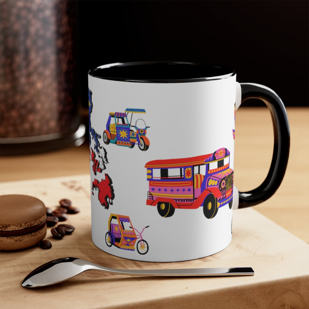 Philippine Inspired Accent Coffee Mug, 11oz | Unique Philippine Filipino Gift Idea for any occassion. Mothers Fathers Day, Birthday Graduation Gift.