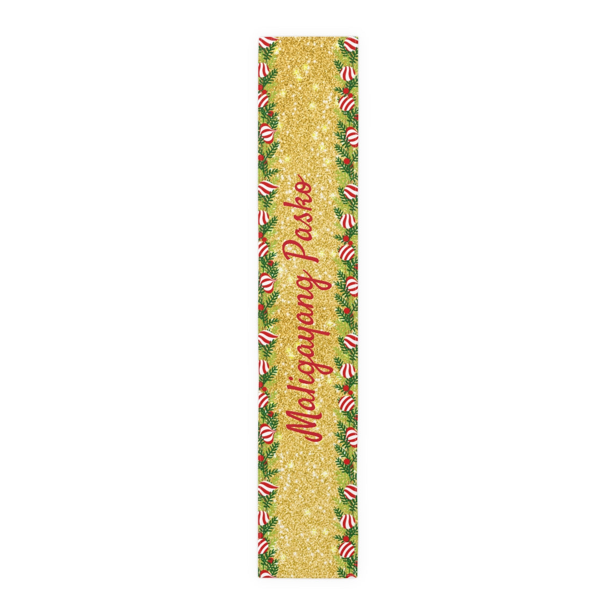 Philippines Filipino Christmas Maligayang Pasko Gold themed Table Runner (Cotton, Poly)
