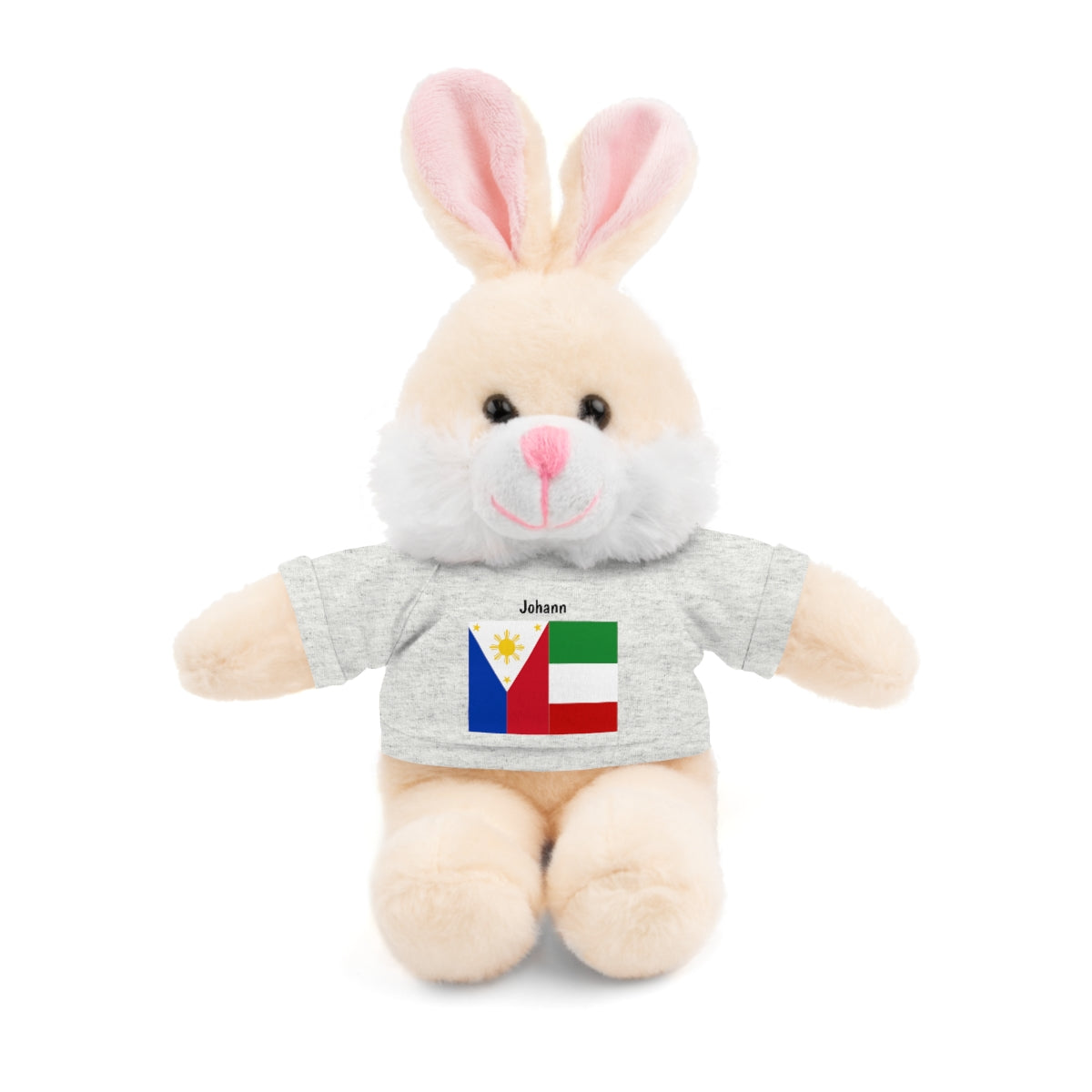 Personalized Filipino Stuffed Animal Toy with Tee | Philippines & Italy Flag | Gift for kids and adults | Holiday Gift idea