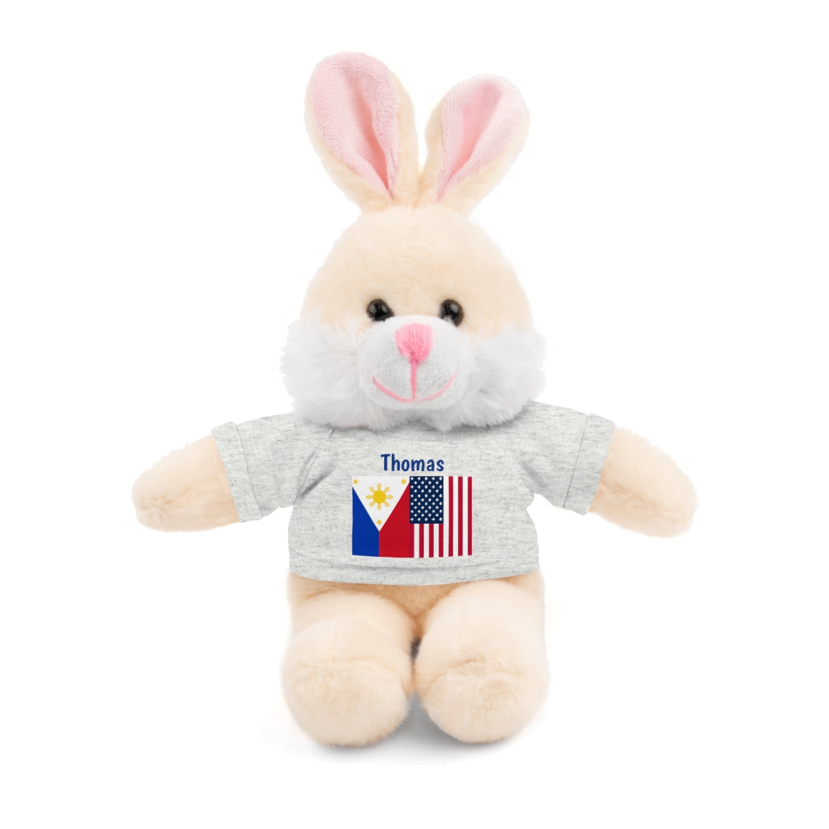 Personalized Filipino Stuffed Animal Toy with Tee | Philippines and USA Flag | Gift for kids and adults | Holiday Gifting