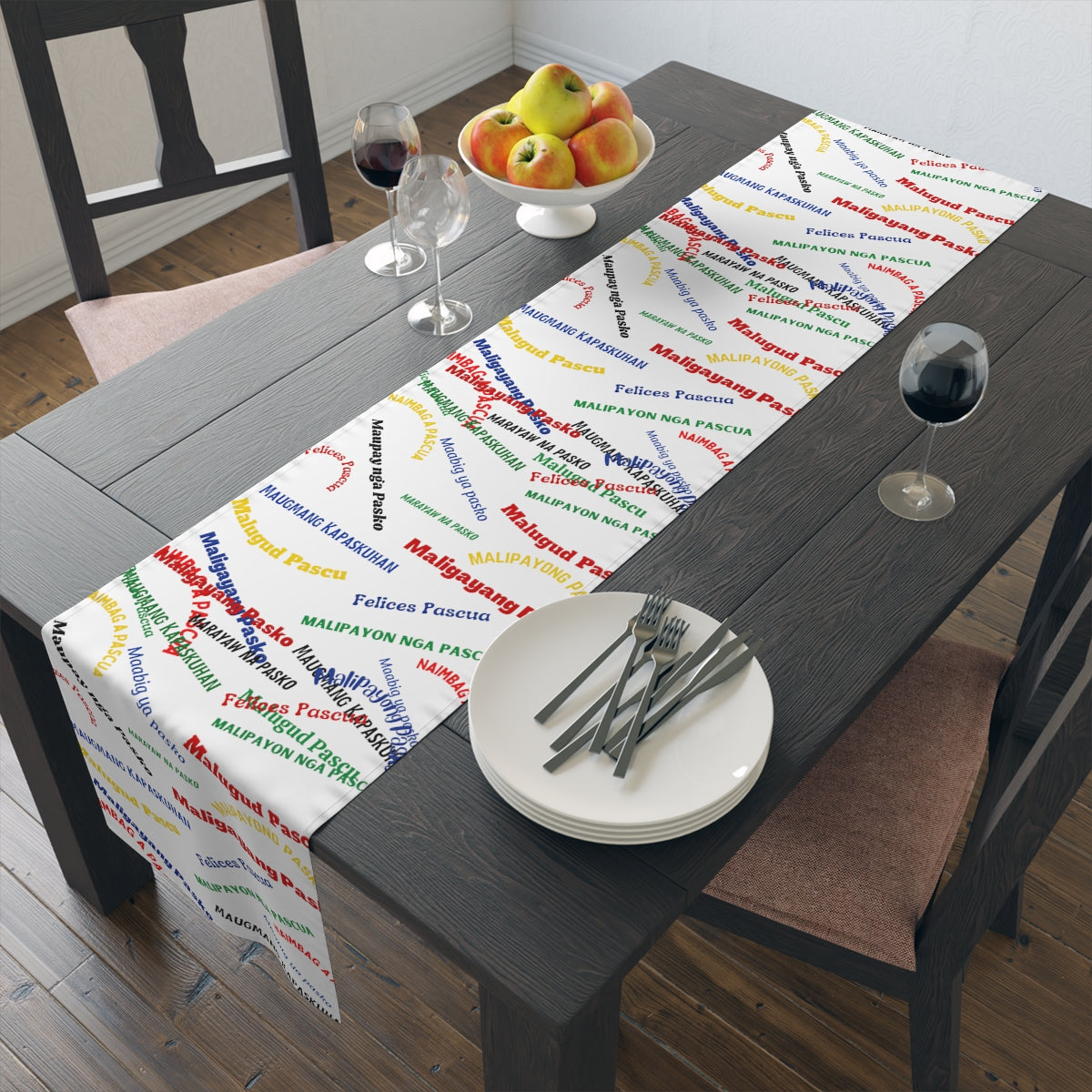 Philippines Filipino Christmas Greetings in different dialects themed Table Runner (Cotton, Poly)