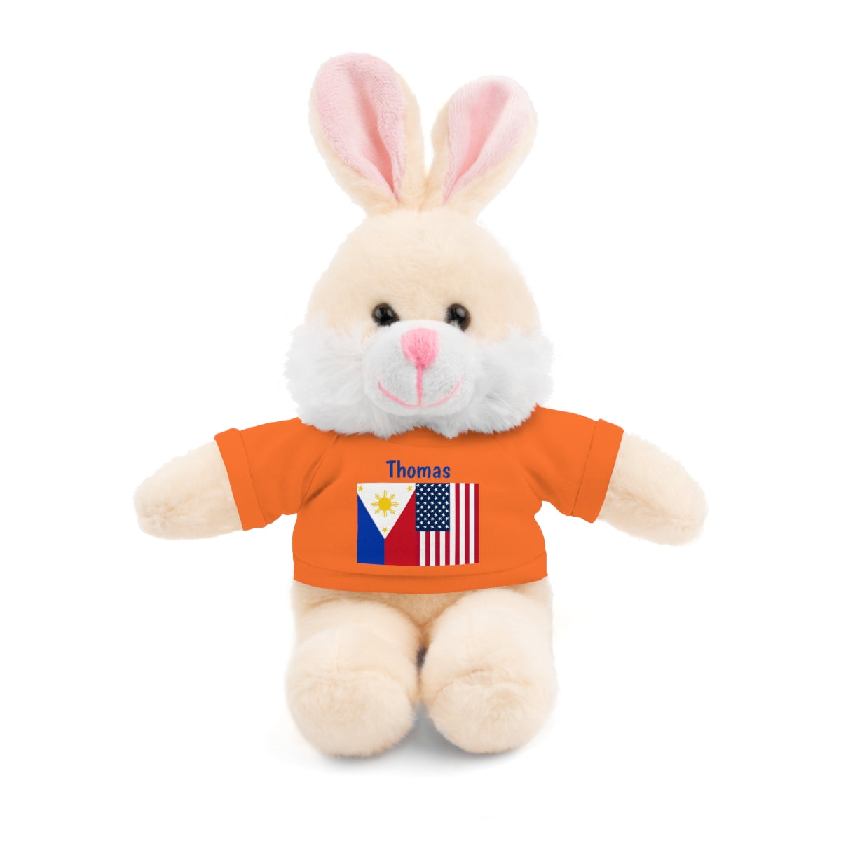 Personalized Filipino Stuffed Animal Toy with Tee | Philippines and USA Flag | Gift for kids and adults | Holiday Gifting