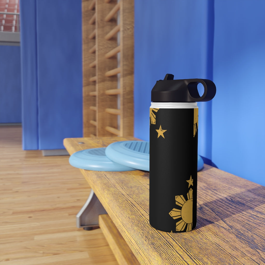 Personalized Philippines Sun and Star Steel Water Bottle, Standard Lid |Summer Travels, Gym watert Bottle, Back to School Water bottle.
