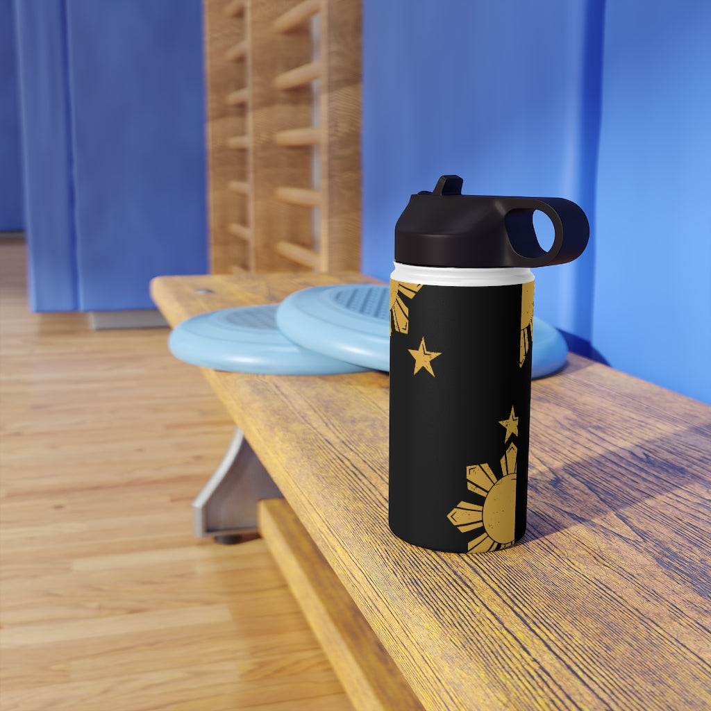 Personalized Philippines Sun and Star Steel Water Bottle, Standard Lid |Summer Travels, Gym watert Bottle, Back to School Water bottle.
