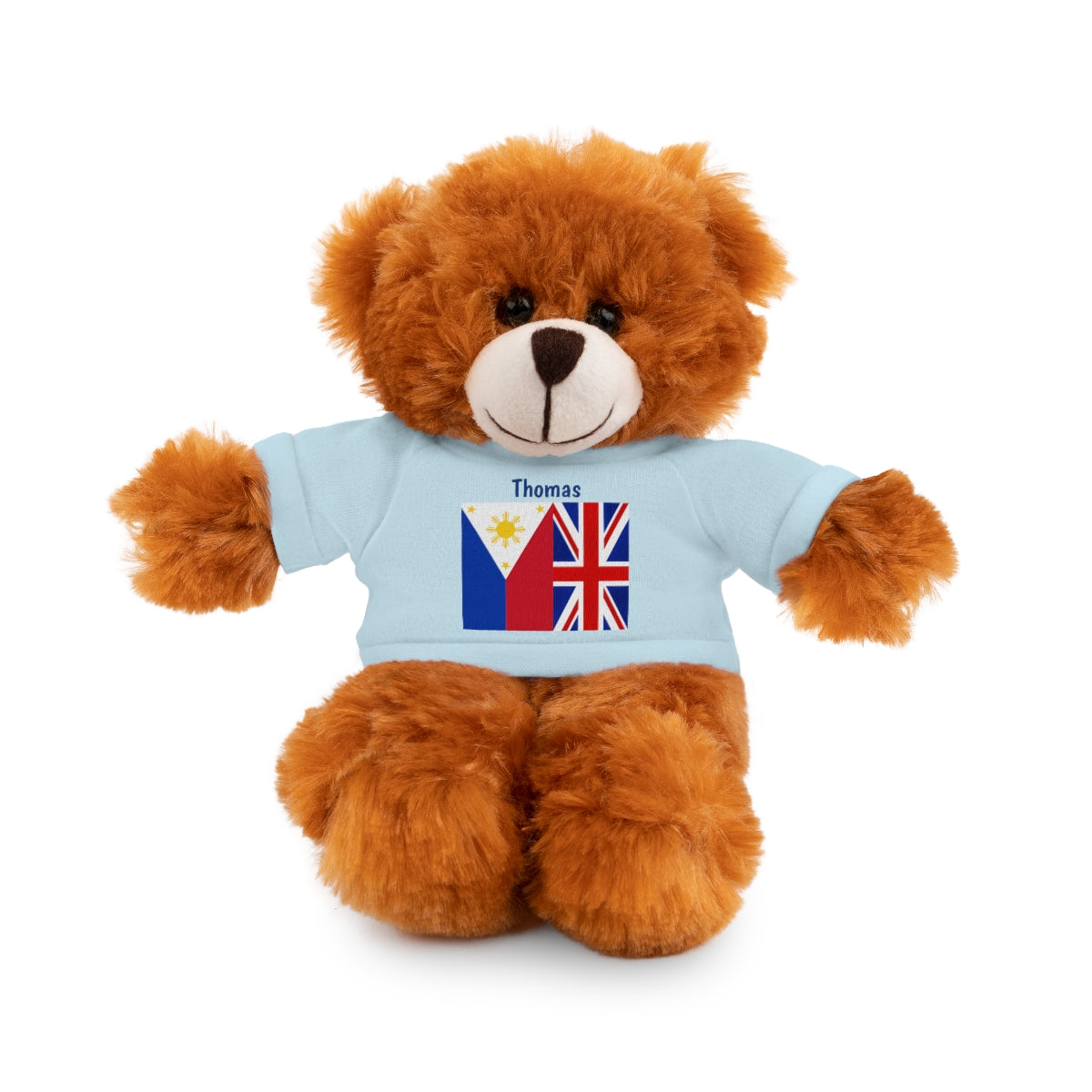 Personalized Filipino Stuffed Animal Toy with Tee | Philippines & UK Flag | Gift for kids and adults | Holiday Gifting idea