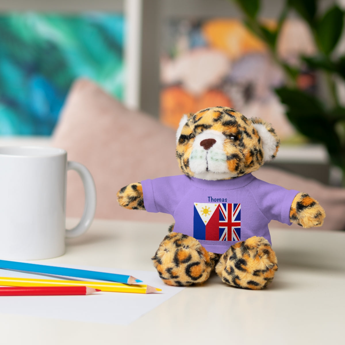 Personalized Filipino Stuffed Animal Toy with Tee | Philippines & UK Flag | Gift for kids and adults | Holiday Gifting idea
