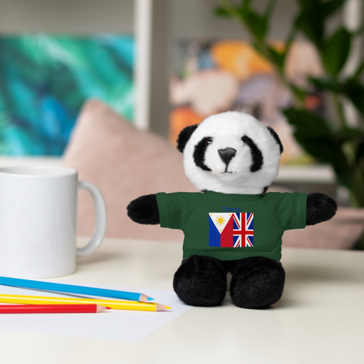 Personalized Filipino Stuffed Animal Toy with Tee | Philippines & UK Flag | Gift for kids and adults | Holiday Gifting idea