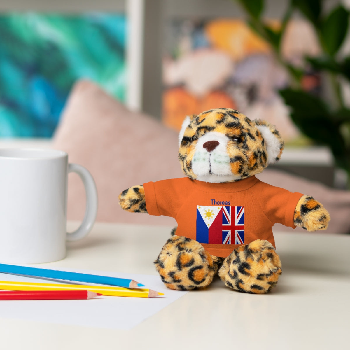 Personalized Filipino Stuffed Animal Toy with Tee | Philippines & UK Flag | Gift for kids and adults | Holiday Gifting idea