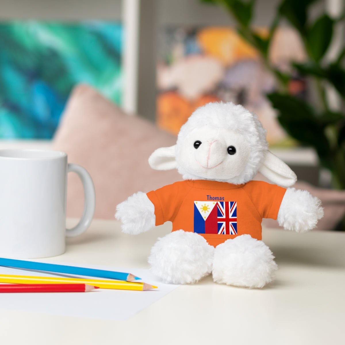 Personalized Filipino Stuffed Animal Toy with Tee | Philippines & UK Flag | Gift for kids and adults | Holiday Gifting idea