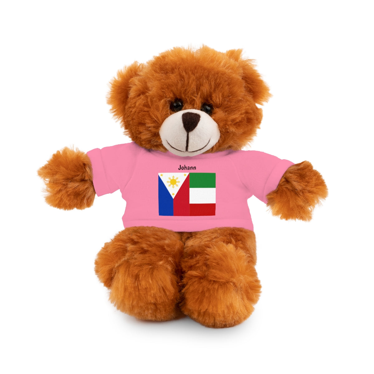 Personalized Filipino Stuffed Animal Toy with Tee | Philippines & Italy Flag | Gift for kids and adults | Holiday Gift idea