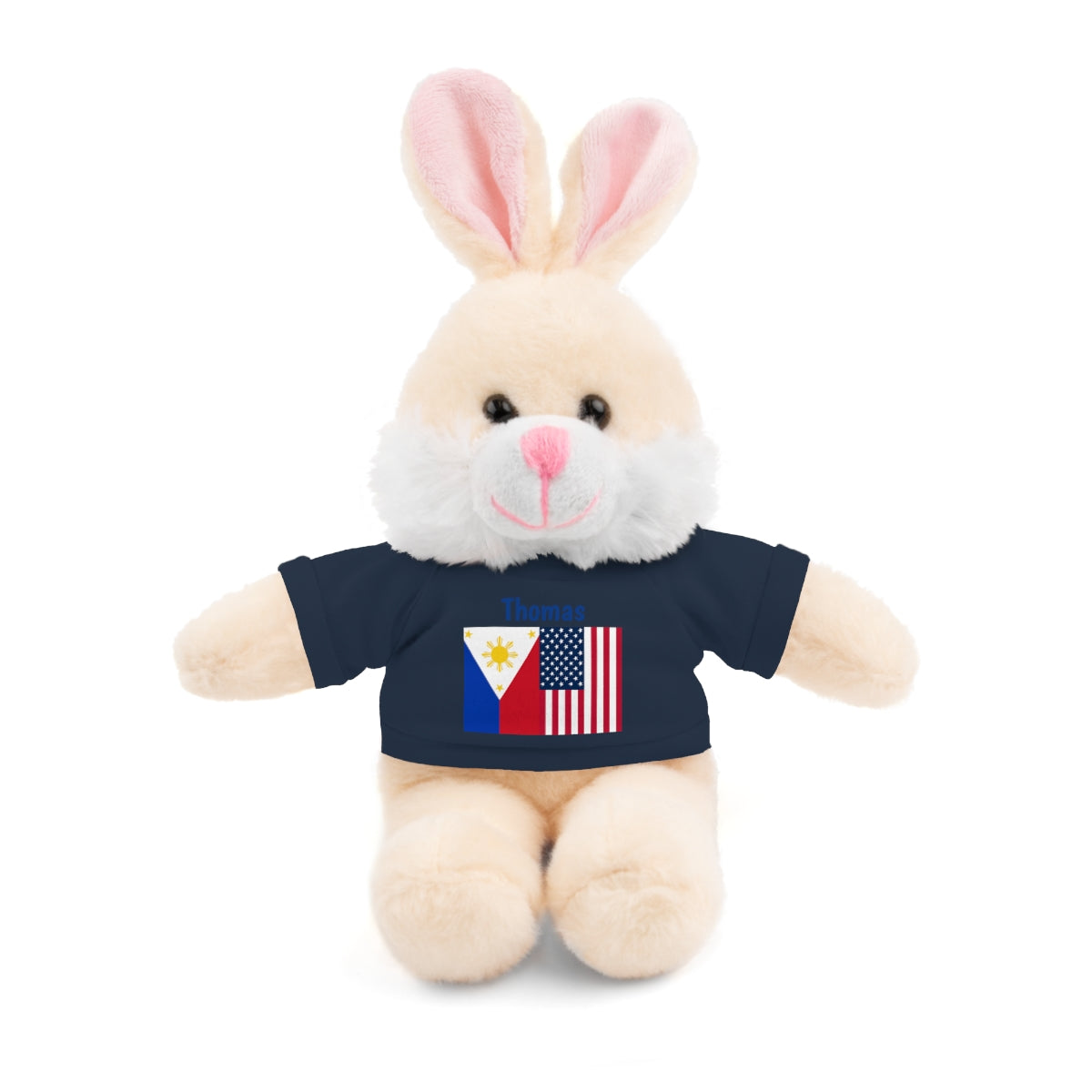 Personalized Filipino Stuffed Animal Toy with Tee | Philippines and USA Flag | Gift for kids and adults | Holiday Gifting