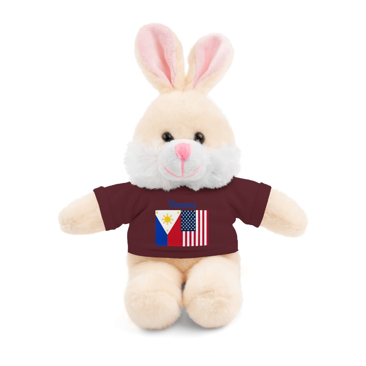 Personalized Filipino Stuffed Animal Toy with Tee | Philippines and USA Flag | Gift for kids and adults | Holiday Gifting